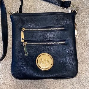 Michael Kors Black Crossbody with Gold Accents
